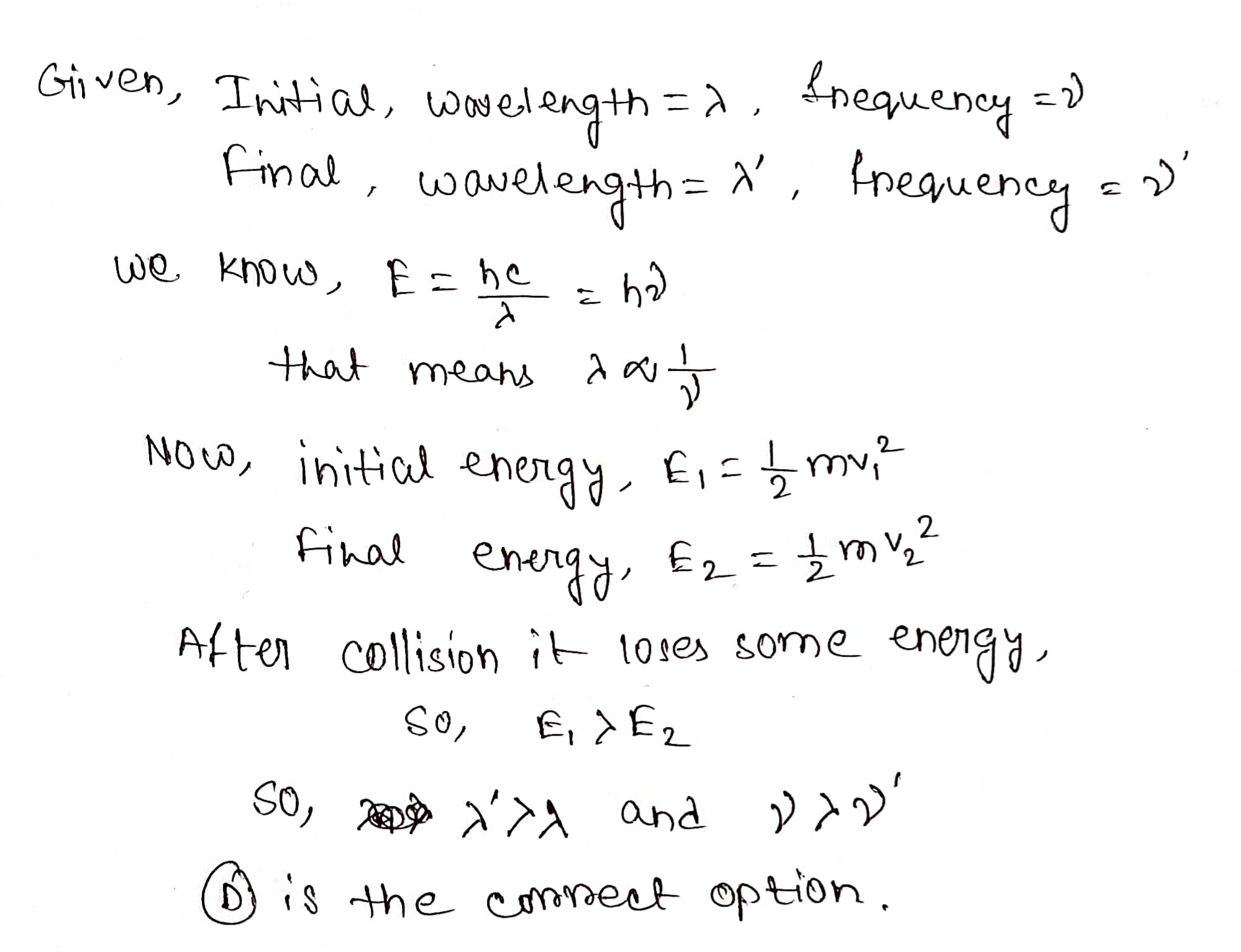 an-x-ray-photon-of-wavelength-lambda-and-frequency-v-collides-with-an